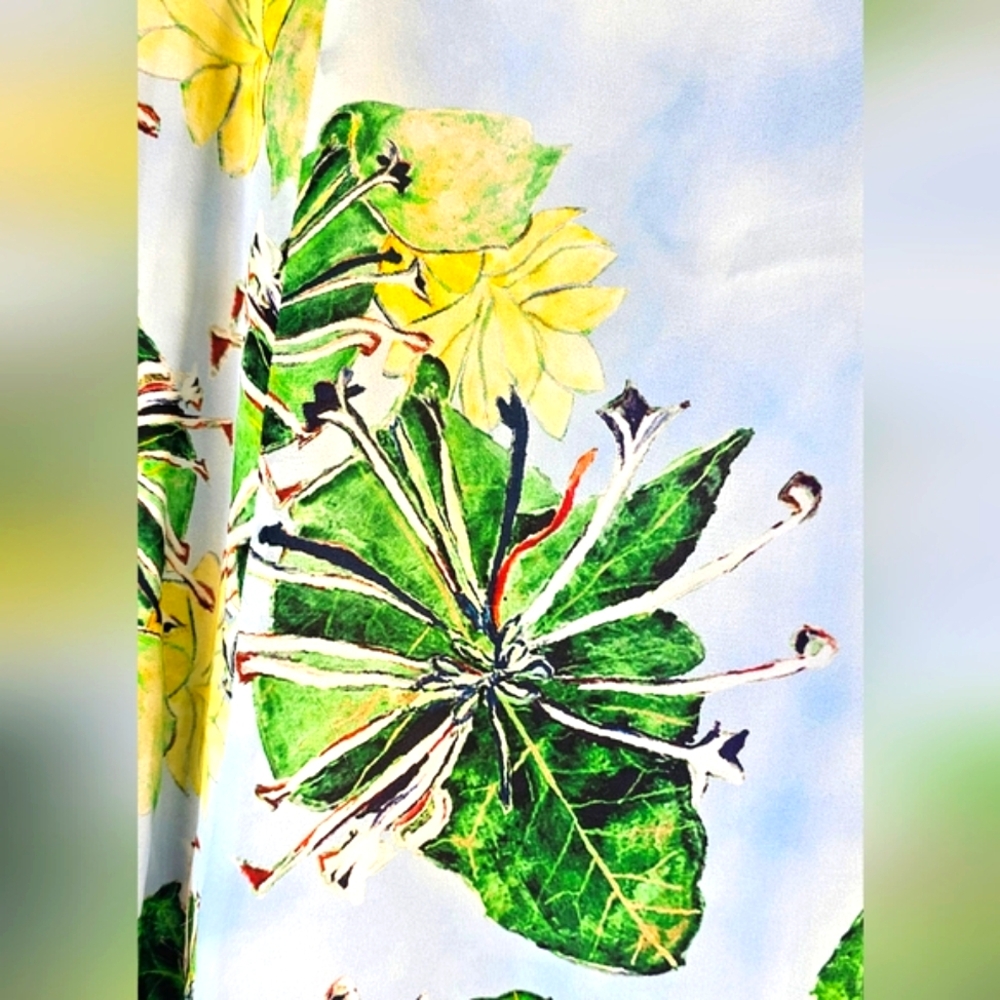 🤑 Nwt Ala Von Auersperg Green and Yellow Midi dress with Tropical Print 🤑 - Picture 7 of 16